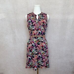 Dear Scarlett Bold Paisley Print Sleeveless Mini Dress with Side Pockets